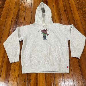 Supreme Flowers Hooded Sweatshirt Ash Grey FW18 Men's Size Medium